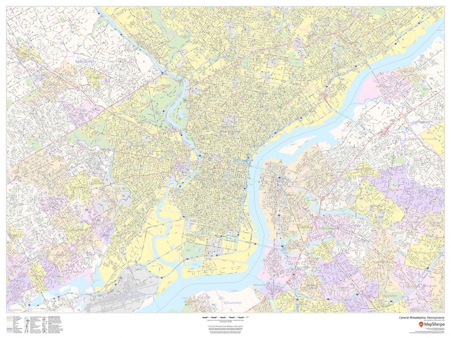Central Philadelphia Pennsylvania Landscape Map