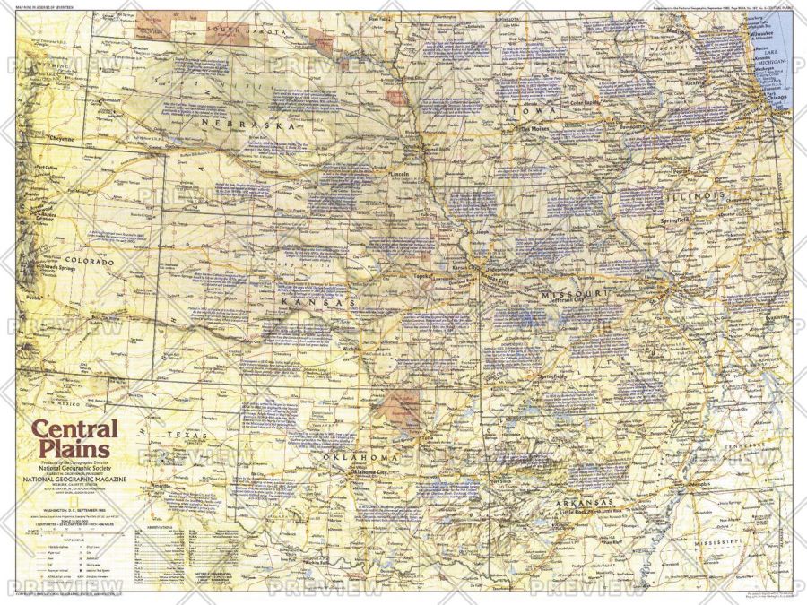 Central Plains Map Side 1 Published 1985
