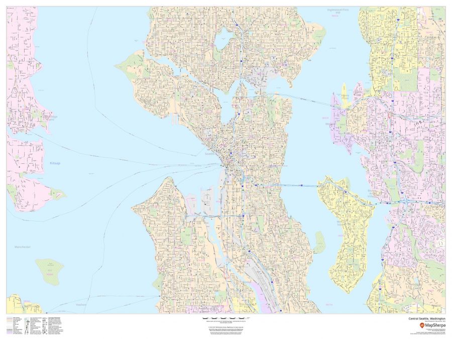 Central Seattle Washington Landscape Map