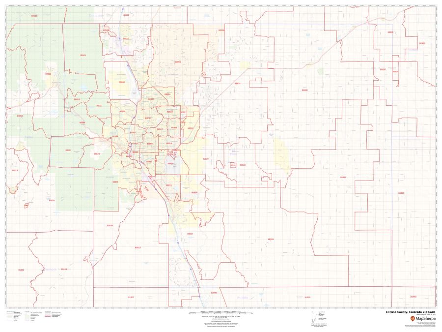 El Paso County Zip Code Map