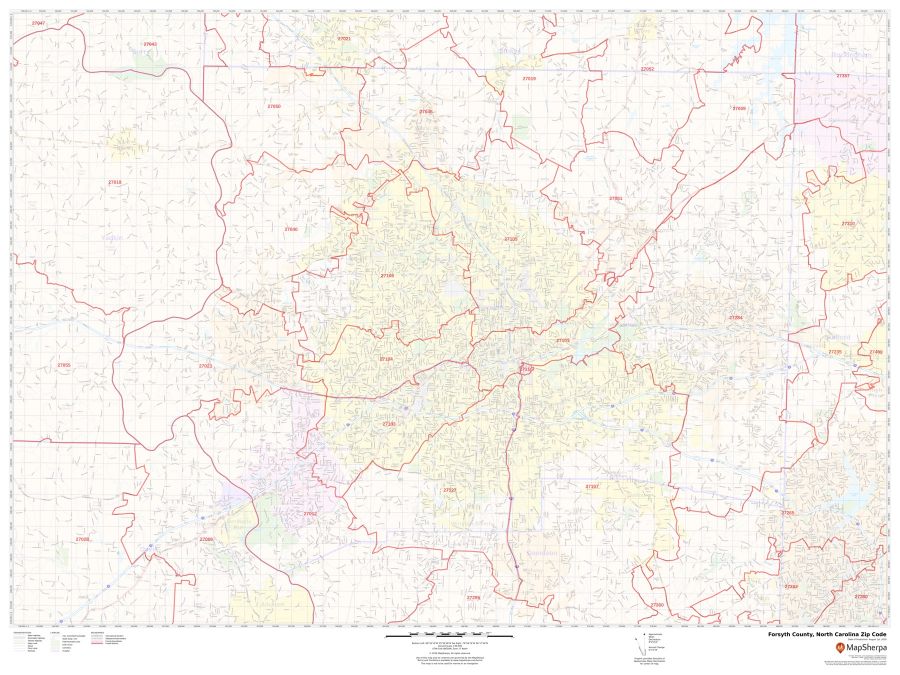 Forsyth County Zip Code Map
