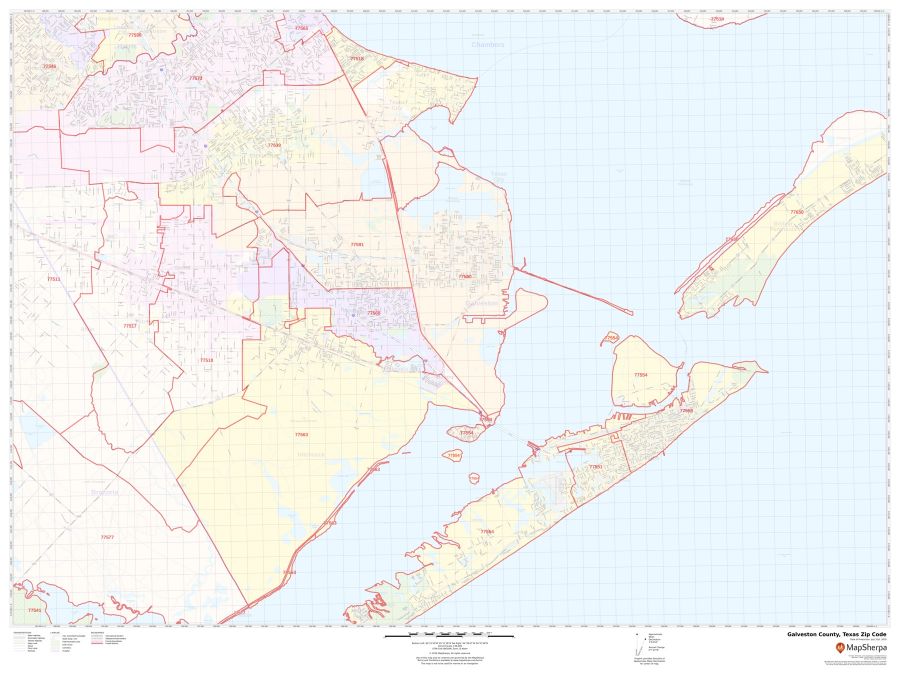Galveston County Zip Code Map