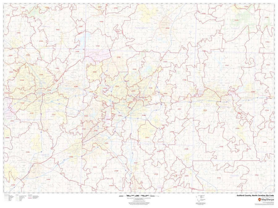 Guilford County Zip Code Map