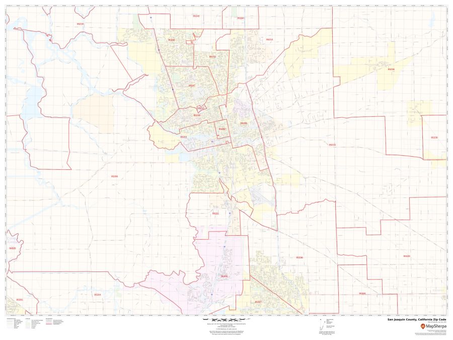 San Joaquin County Zip Code Map