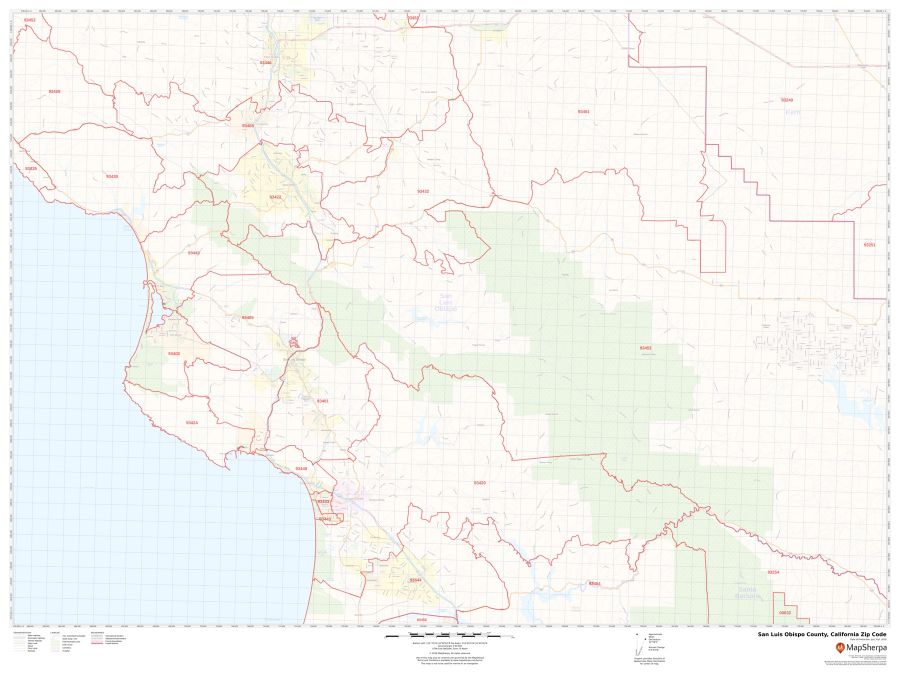 San Luis Obispo County Zip Code Map