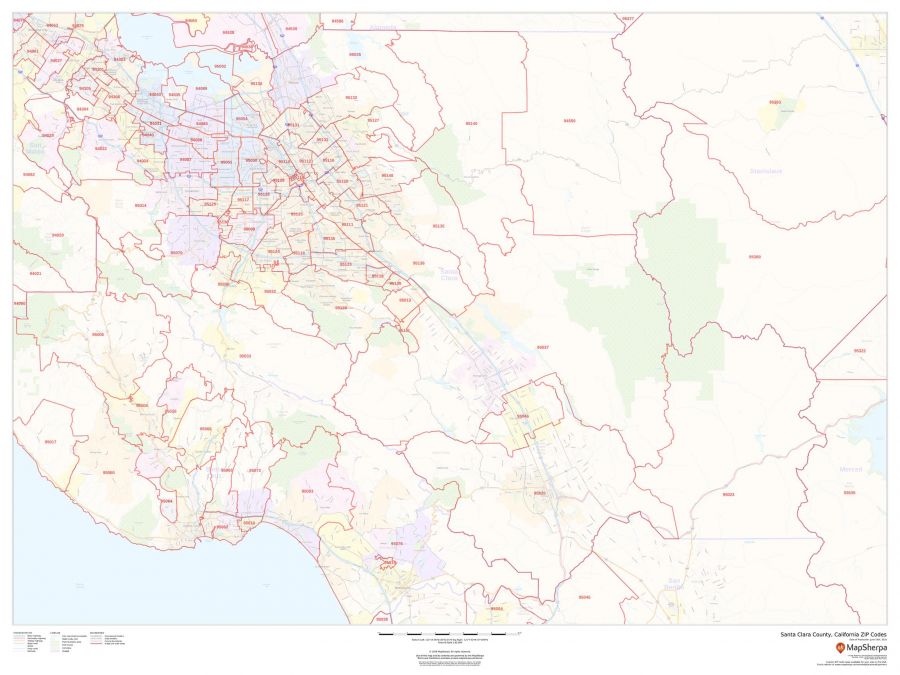 Santa Clara County California Zip Codes Map