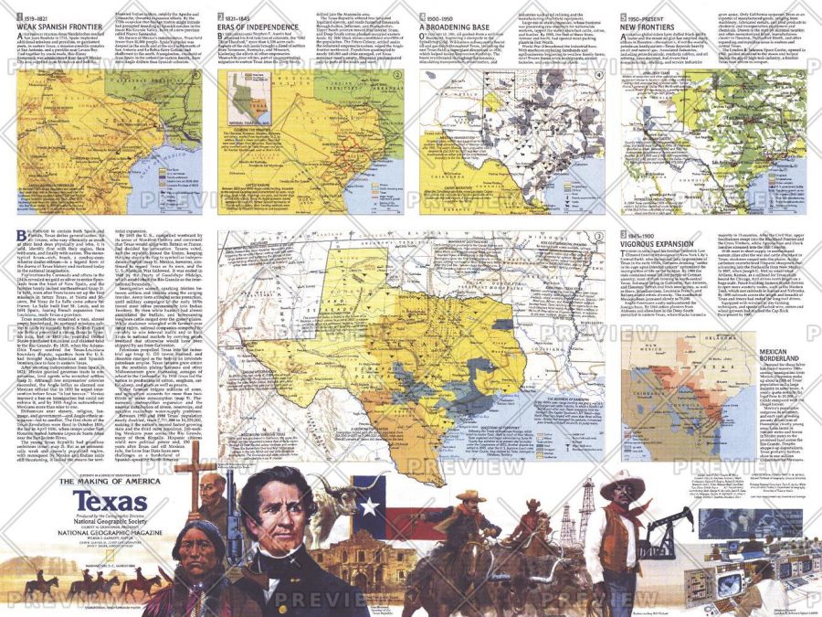 The Making Of America Texas Theme Published 1986 Map