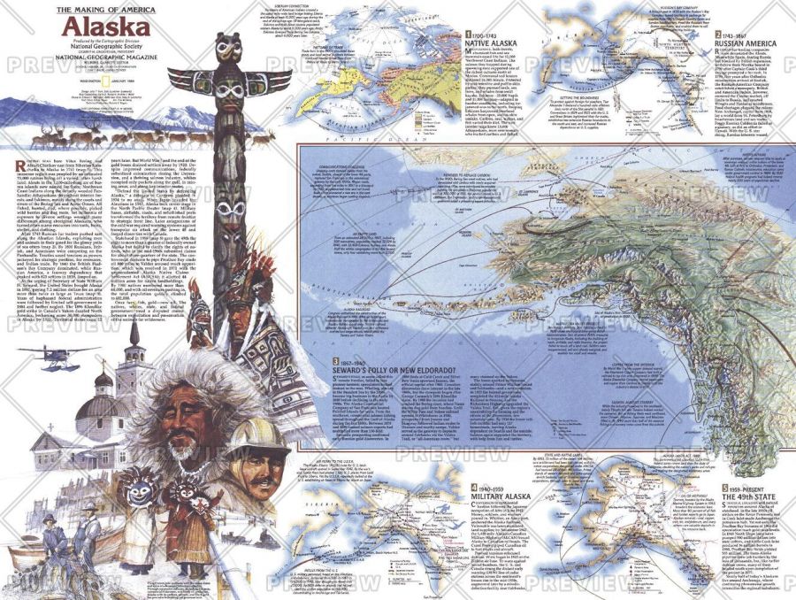 The Making Of America Alaska Theme Published 1984 Map