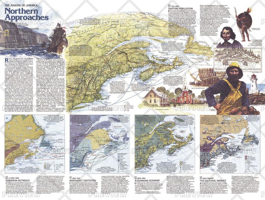 The Making Of America Northern Approaches Theme Published 1985 Map