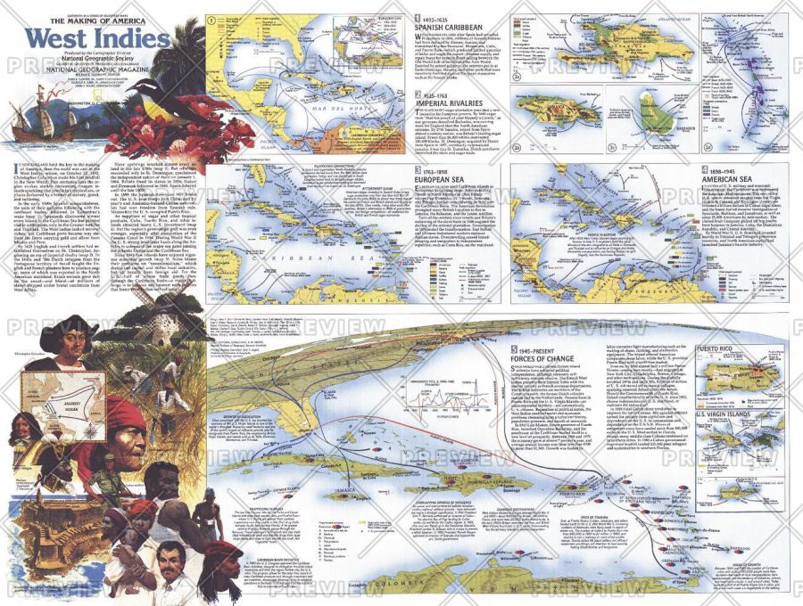Making Of America West Indies Theme Published 1987 Map
