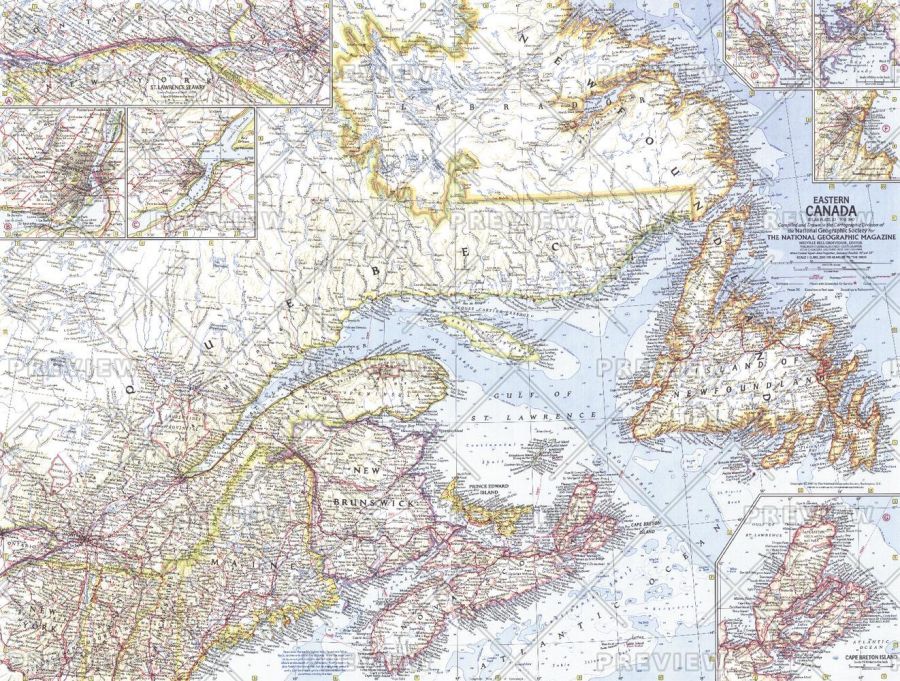 Eastern Canada Published 1967 Map