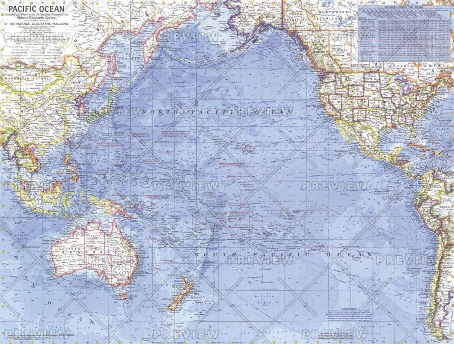 Pacific Ocean Published 1969 Map