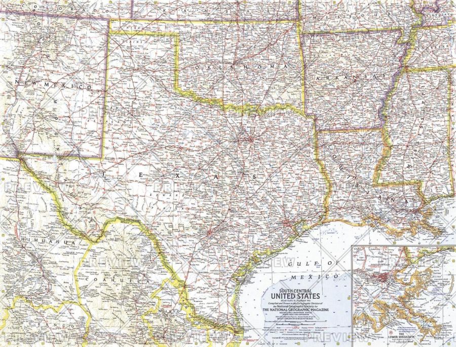 South Central United States Published 1961 Map