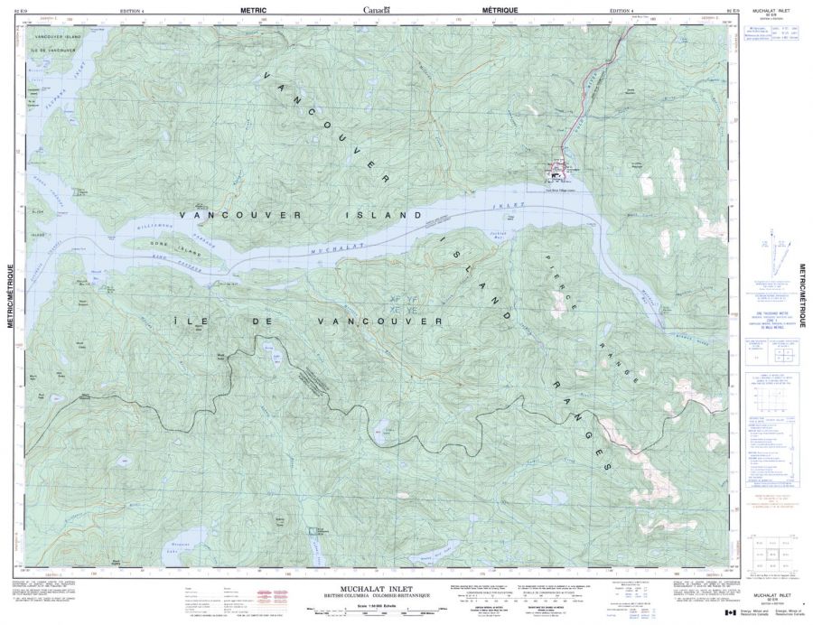 Muchalat Inlet - 92 E/9 - British Columbia Map
