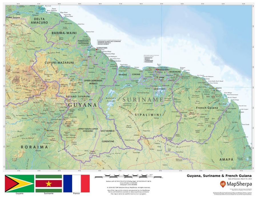 Guyana Surinam French Guiana Map