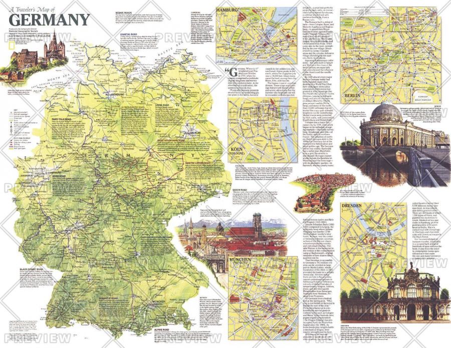Travelers Map Of Germany Published 1991