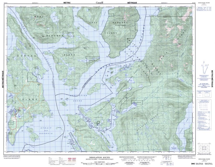 Desolation Sound - 92 K/2 - British Columbia Map