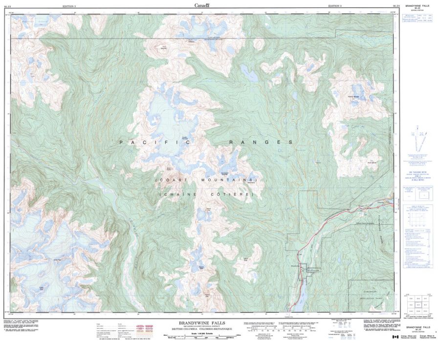 Brandywine Falls - 92 J/3 - British Columbia Map