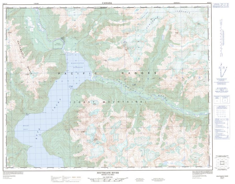Southgate River - 92 K/15 - British Columbia Map