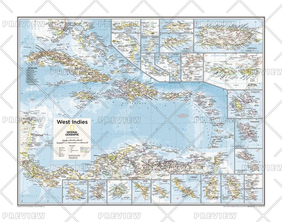 West Indies Atlas Of The World 10Th Edition Map