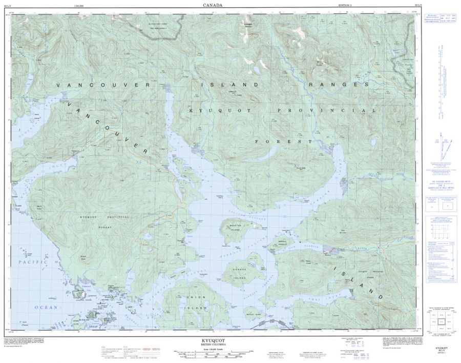 Kyuquot - 92 L/3 - British Columbia Map