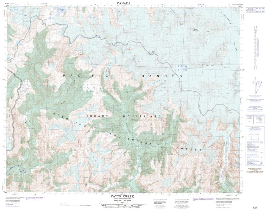 Catto Creek - 92 M/8 - British Columbia Map