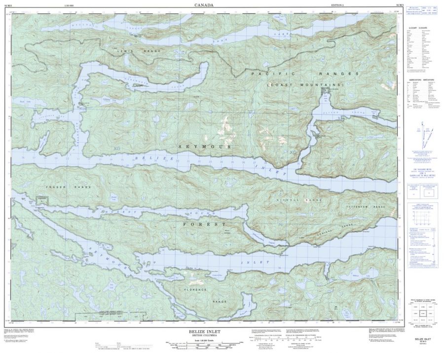 Belize Inlet - 92 M/3 - British Columbia Map