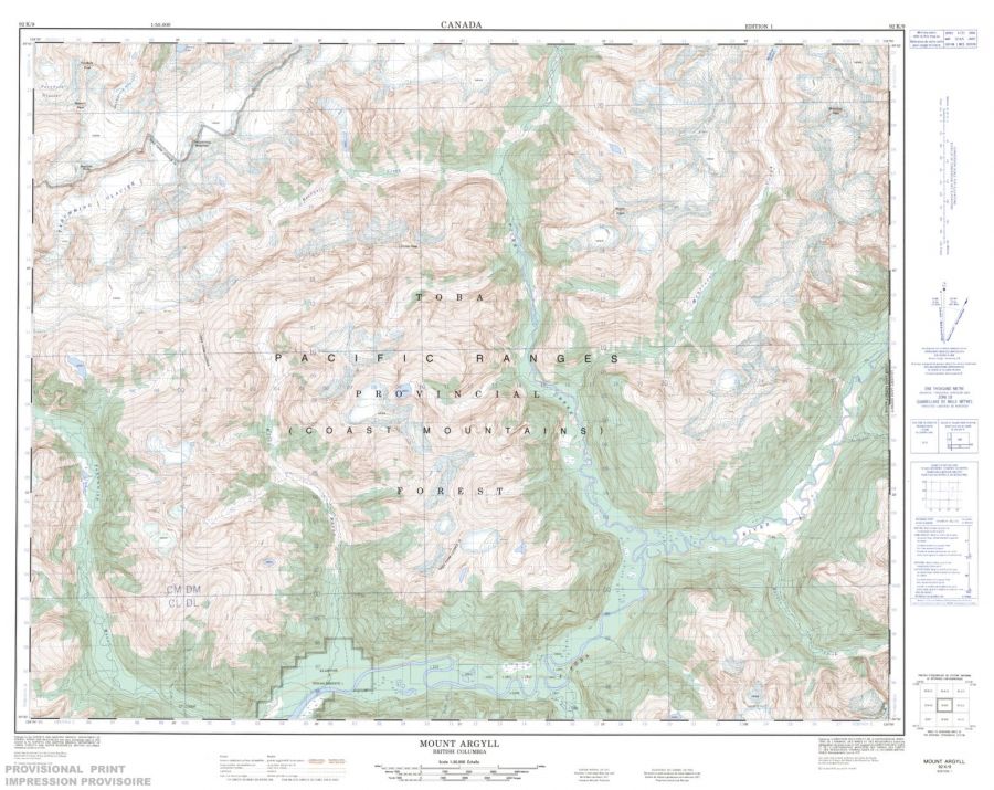 Mount Argyll - 92 K/9 - British Columbia Map