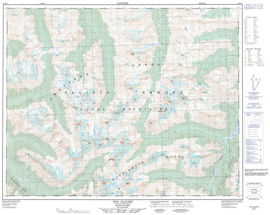 Siva Glacier - 92 N/11 - British Columbia Map