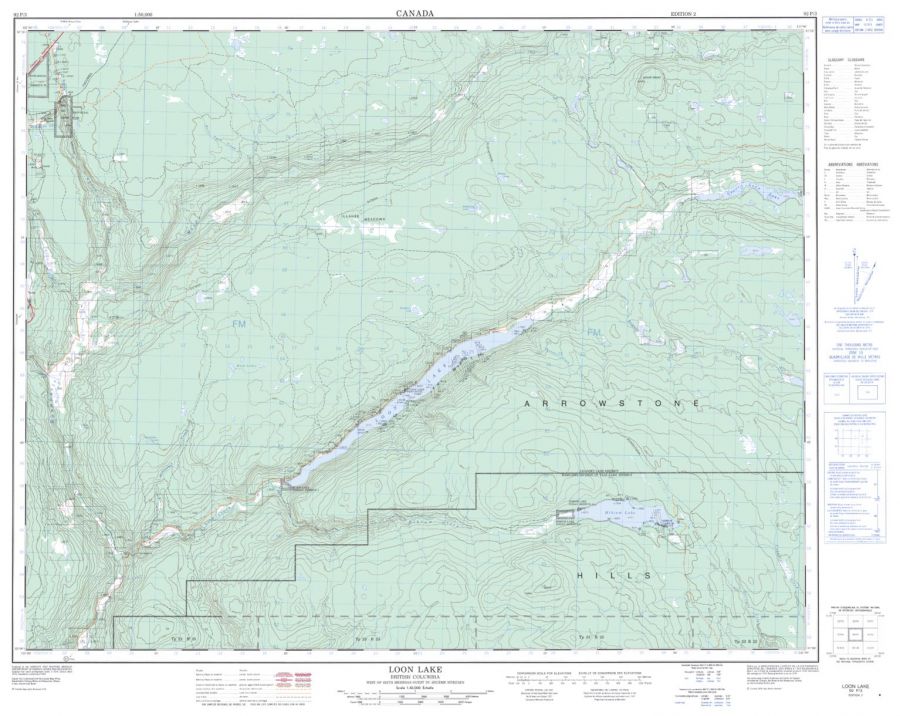 Loon Lake - 92 P/3 - British Columbia Map