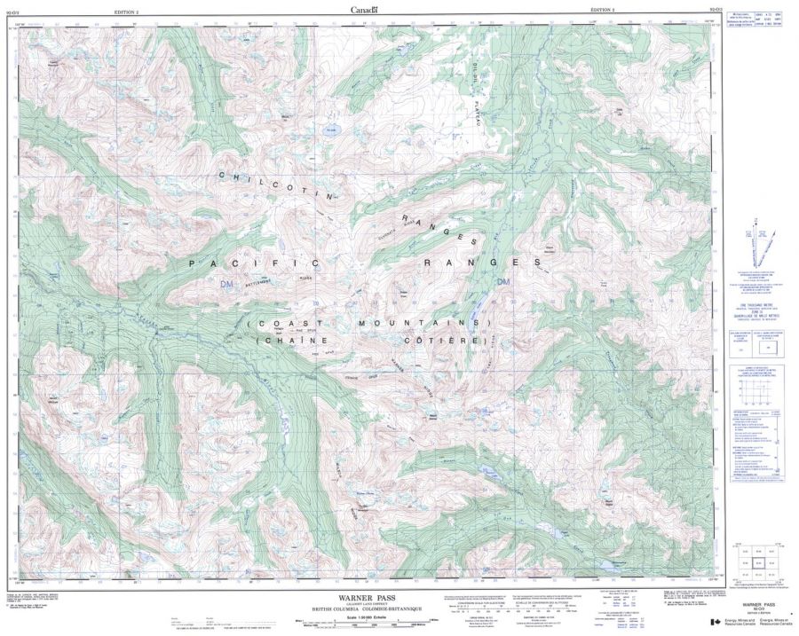 Warner Pass - 92 O/3 - British Columbia Map