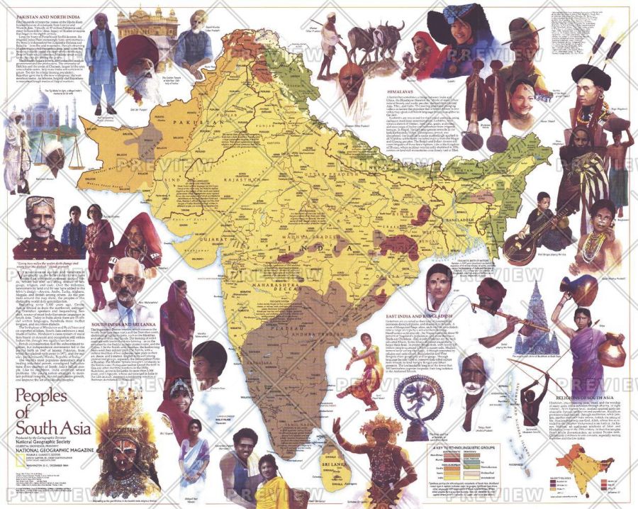 Peoples Of South Asia Published 1984 Map