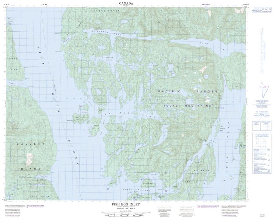 Fish Egg Inlet - 92 M/12 - British Columbia Map