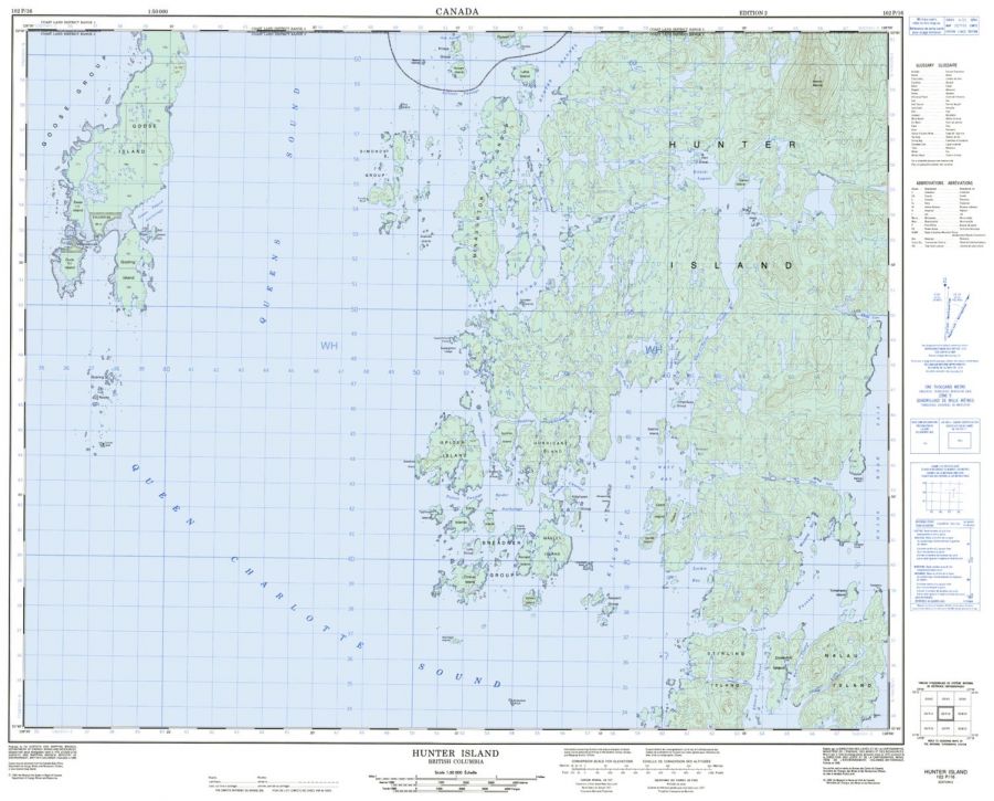 Hunter Island - 102 P/16 - British Columbia Map