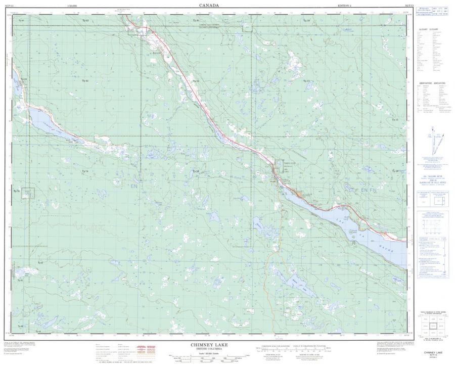 Chimney Lake - 92 P/13 - British Columbia Map