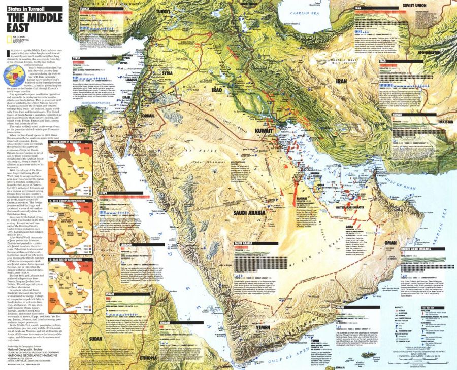 Middle East States In Turmoil Published 1991 Map