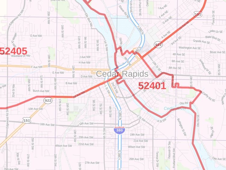 Cedar Rapids Zip Code Map Aloise Marcella