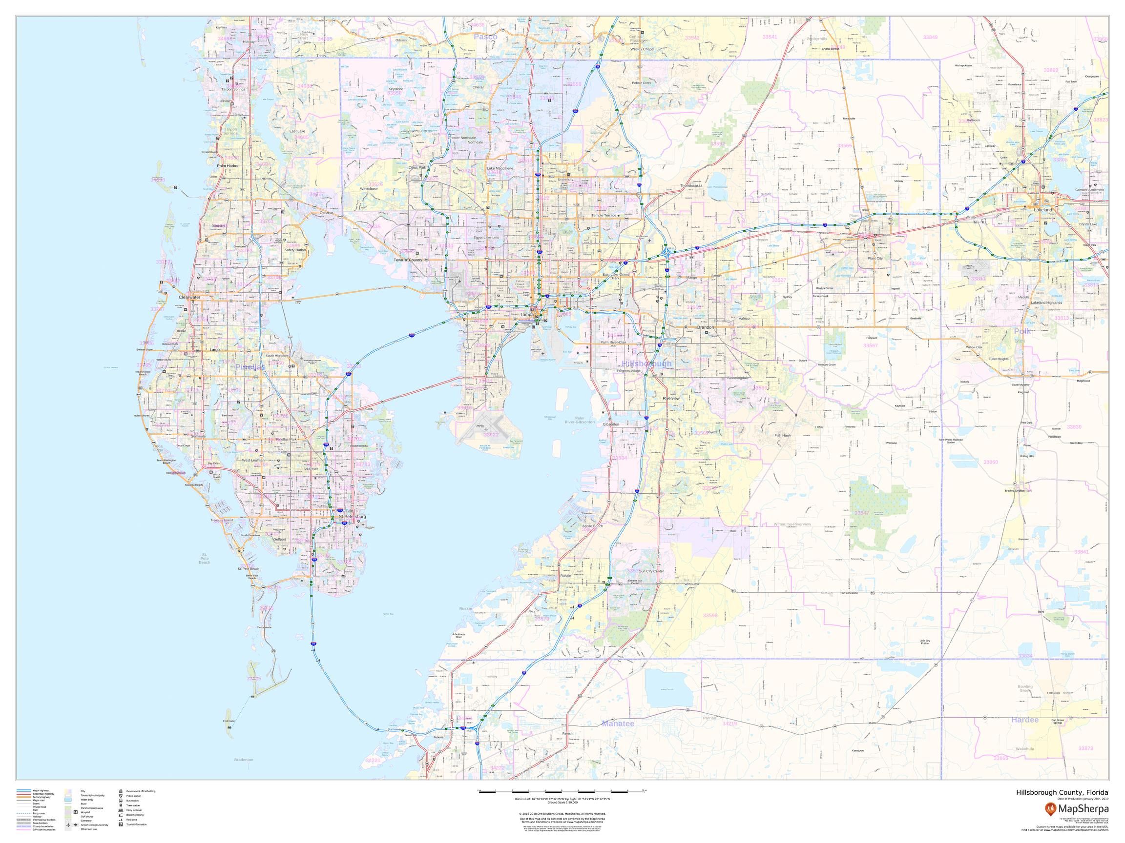 Hillsborough County Map (Florida)