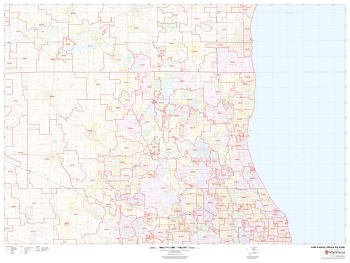 Illinois Zip Code And County Map - Large 48" X 64.75" Paper Wall Map For Business & Reference