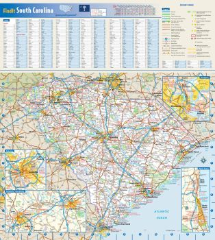 South Carolina Zip Code & County Map - 48" X 38" Laminated Wall Map - View #5