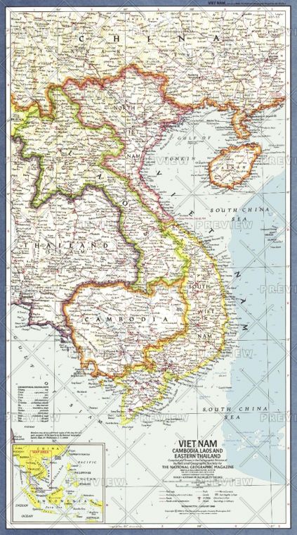 Vietnam Cambodia Laos And Eastern Thailand Published 1965 Map