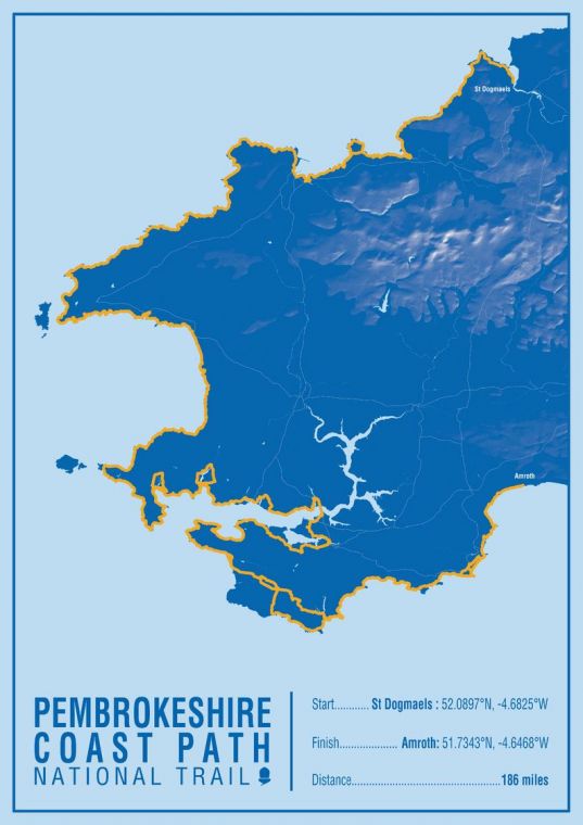Pembrokeshire Coast Path National Trail Map Print