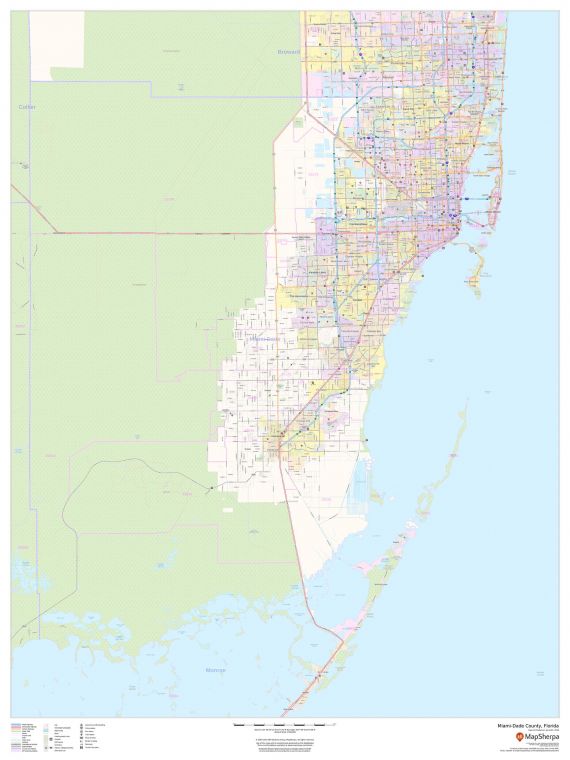 miami-dade county map, florida