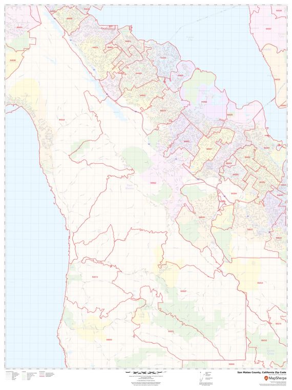 San Mateo CA ZIP Code Map, California