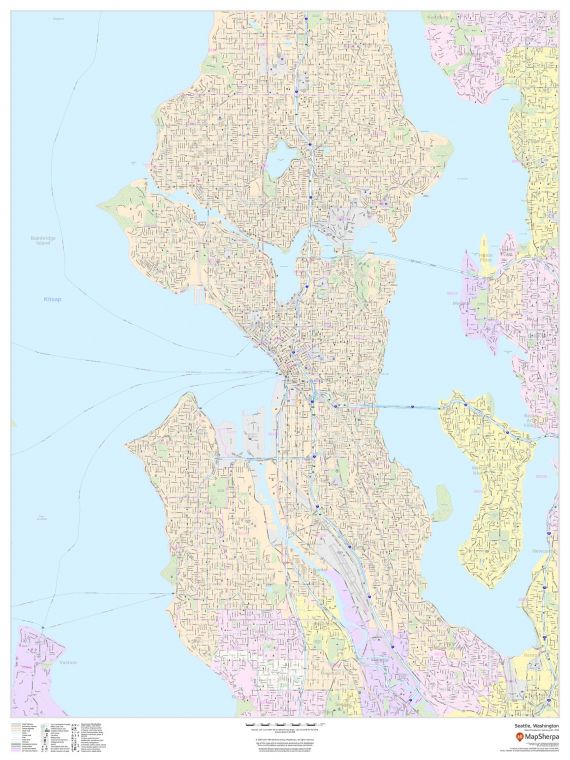 Seattle Washington Portrait Map