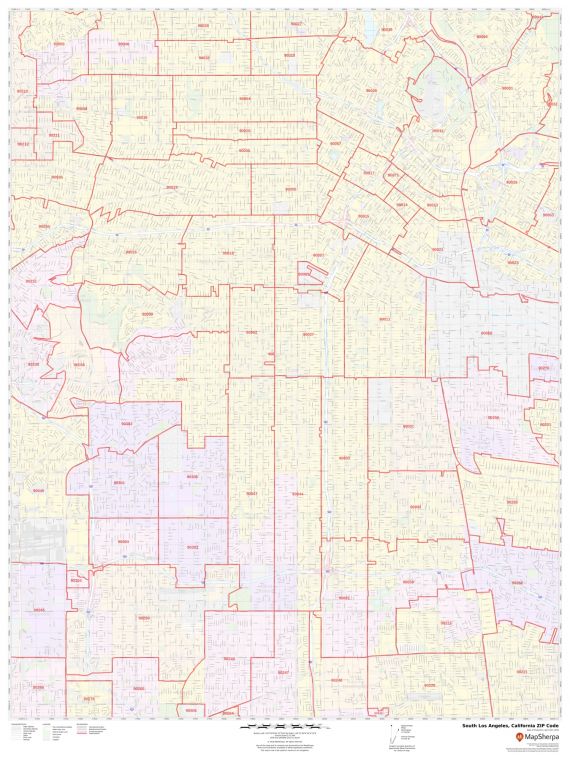 South Los Angeles Zip Code Map CA
