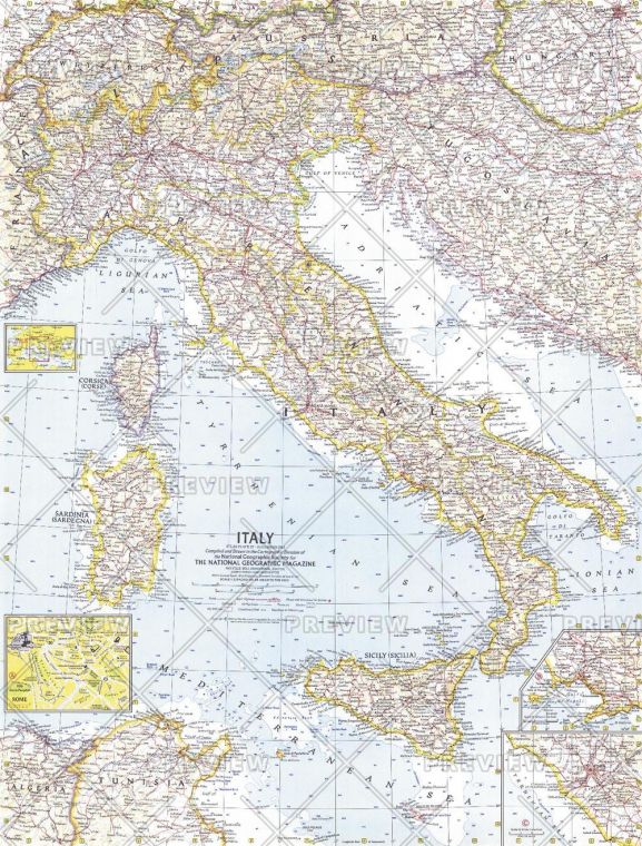 Italy Published 1961 Map