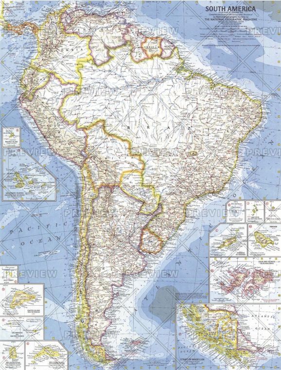 South America Published 1960 Map