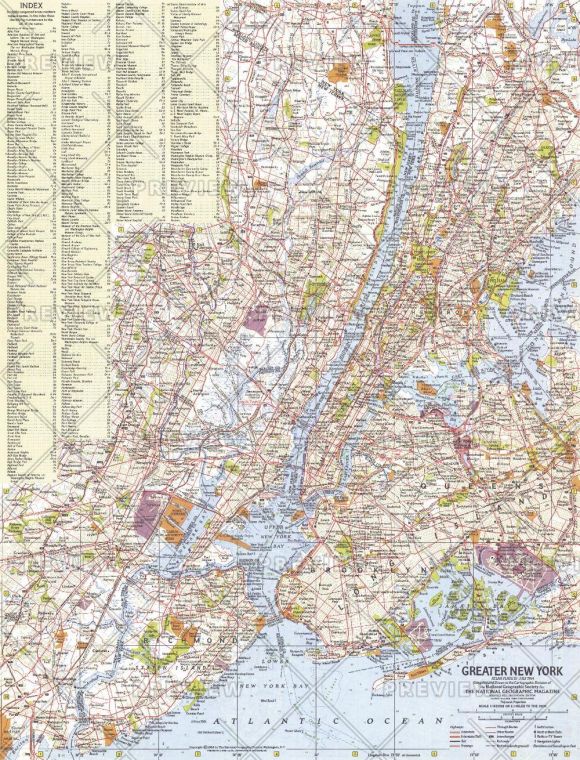 Greater New York Published 1964 Map