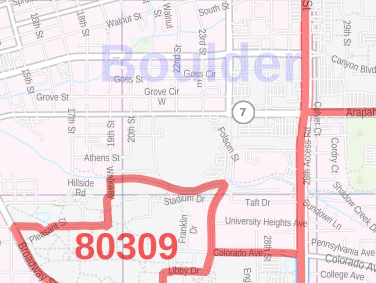Boulder CO Zip Code Map